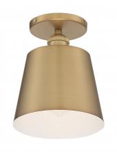 Nuvo 60/7321 - Motif - 1 Light Semi-Flush with- Brushed Brass and White Accents Finish