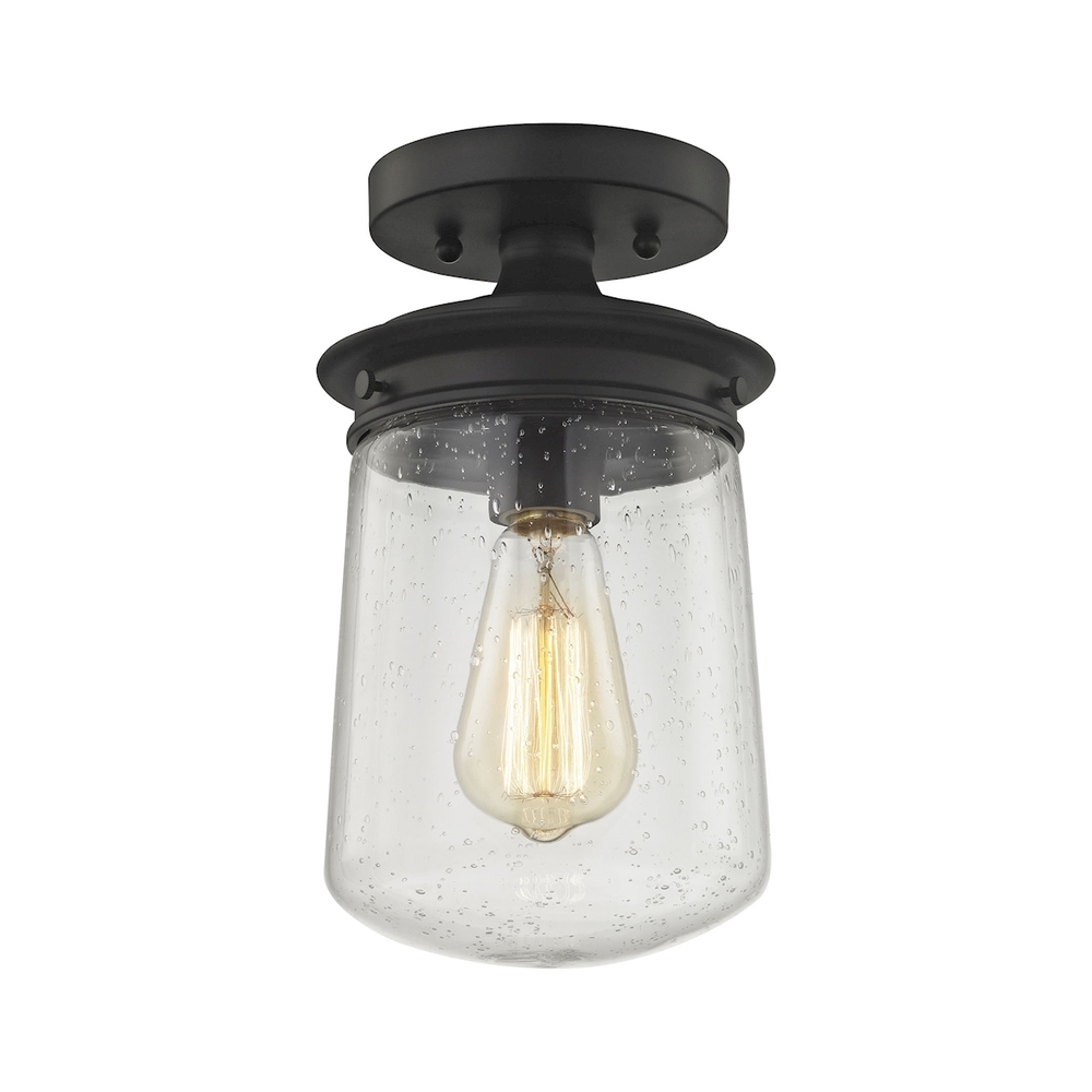Hamel 1-Light Semi Flush in Oil Rubbed Bronze with Clear Seedy Glass